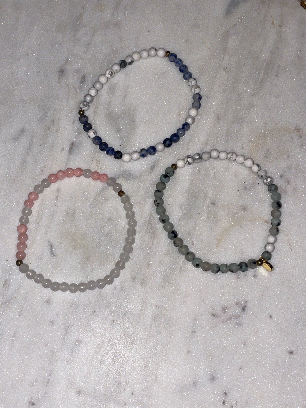 Ethnic Goods Morse Code stone bracelets set.